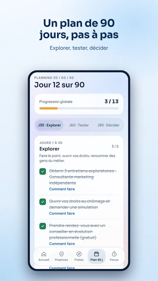 Plan de 90 jours : les étapes de la semaine